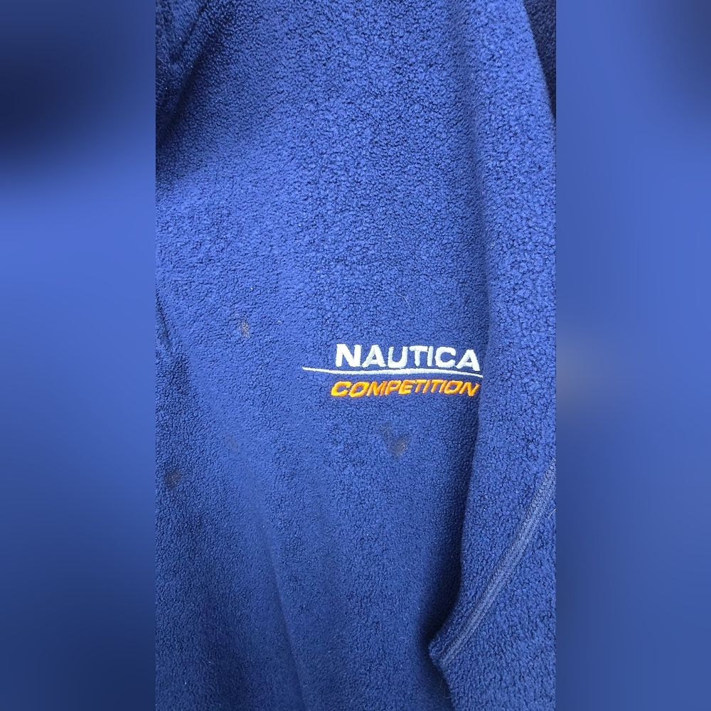 VTG Nautica Competition 1990'S Men's Quarter Zip Fleece Size Large Blue Orange - Picture 3 of 16